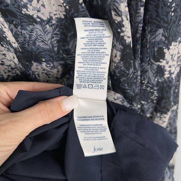 Joie Dress Womens Medium Blue Floral Baltic Pleat Swing Feminine Romantic Ruffle - Picture 16 of 16